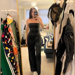 Reformation black silk jumpsuit